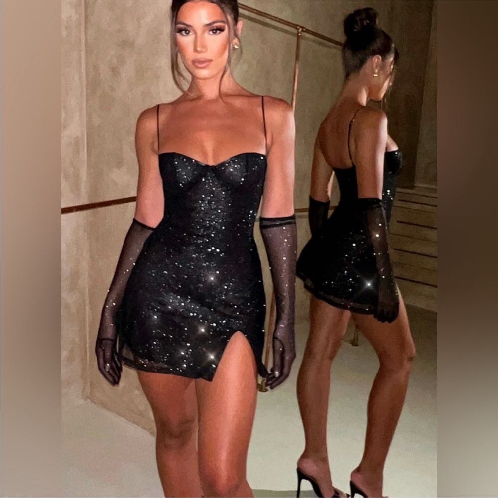 Babyboo Fashion Black Sparkle Pixie mini dress NWT - Picture 2 of 7